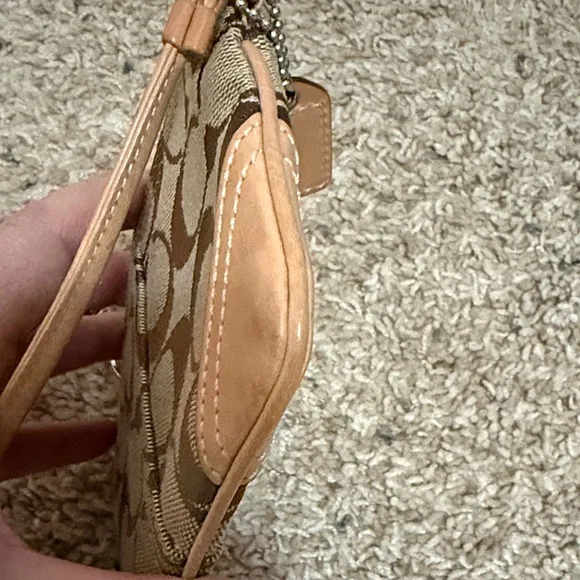 Coach Tan and Brown Signature Wristlet - Picture 6 of 7